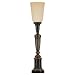 Murray Feiss 9477RW Chandler Library Table Torchiere, Rubbed Wood Finish with Speckled Champagne Scavo Glass