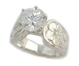 20ct French Mount Hawaiian Heirloom Jewelry Silver Engagement Ring