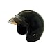 HCI-10 Black Open Face Motorcycle / Scooter Helmet with Bubble Visor (X-Small)
