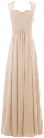 N.M.A Ladies Chiffon Long Bridesmaid Dresses Bridal Party Prom Gown Champagne US 28