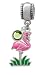 Hot Pink Flamingo European Charm Bead Hanger with Peridot Swarovski Crystal Drop