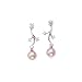 Sterling Silver Cubic Zirconia and Pink Faux Pearl Drop Earrings