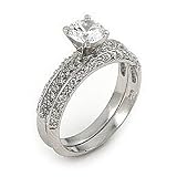 Pave CZ Wedding Set with 6mm Round CZ