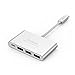 Yoobao 29W Aluminum USB-C to 3-Port USB 3.0 Hub Multiport Adapter, Support Charging and Data Transfer for the new MacBook 2016, Chromebook Pixel 2016 and Other Type-C Supported Devices - Silver