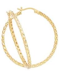 14K Yellow Gold Diamond Cut Filigree Hoop Earrings