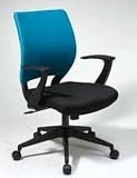 Blue Colored Sleeve Back Task Chair with Black Mesh Fabric Seat and T Arms