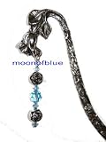 Antique Rose Bookmark with Swarovski Crystal - Blue
