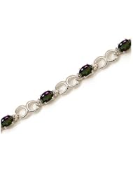 14K White Gold Oval Mystic Topaz and Diamond Bracelet by Jewelry Mountain