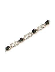 10K White Gold Oval Mystic Topaz and Diamond Bracelet
