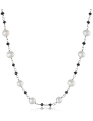 Honora "Black & White" White Freshwater Cultured Pearl and Onyx Necklace, 60"