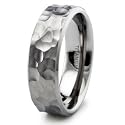Hammered Finish w/ Bevel Cut Edges Titanium Wedding Band Ring