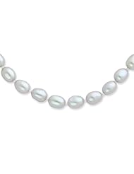 14k White Gold 16in 7.5mm Grey Potato Freshwater Cultured Pearl Necklace.