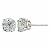 31w0AZkyBgL. SL160  14k White Gold 6mm Round Aquamarine 4Prong Stud