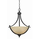 IMAGE OF Triarch International 33242 Value Series 240 Collection 3-Light Pendant, English Bronze with Antique Cognac Painted Glass