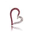 Ruby and Diamond Modern Heart Pendant in Solid White Gold