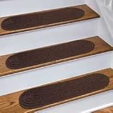 Check-Design Braided Stair Tread Rugs, Set of 4, CHOCOLATE