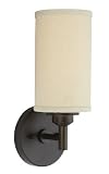 Forecast Lighting F1304-20 Embarcadero One-Light Wall Sconce with Vanilla Fabric Shades and Etched White Glass, Sorrel Bronze