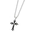 Stainless Steel CZ and Enameled Cross Pendant Necklace