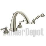 31w0aRbKSGL. SL160  Moen T922BN Kingsley Trim kit for Two Handle Roman tub with built in hand shower diverter, Brushed N