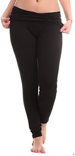 3 Pairs Cotton-blend Fold-over Women's Yoga Pants (Large)