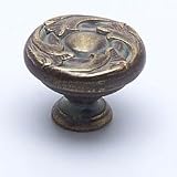 1 1/4'' Dia Vine Design Knob - Antique Latte Glaze