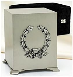 Platinum Cube Solid Brass Funeral Cremation Adult Urn For Ashes Hand Made