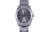 Rolex Mens Stainless Steel New Style Airking Silver Roman Dial