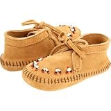 Minnetonka Girls Beaded Ankle Boot,Tan Suede,13 M US Little Kid