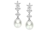 1 1/2 Carat Diamond and 11-12mm South Sea Pearl 18K White Gold Earrings