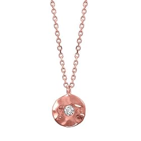 14k Rose Gold Diamond Sequin Pendant (.03 cttw, J Color, I2 Clarity), 16