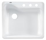 American Standard 7172.803.208 Silhouette 25-Inch Americast Single Bowl Three Hole Kitchen Sink, White Heat
