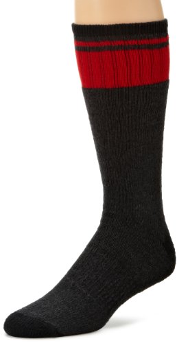 Dickies Mens Cotton Thermal Boot Crew W/stripe Accents 2-pack Socks, Black, 6-12 shoe size