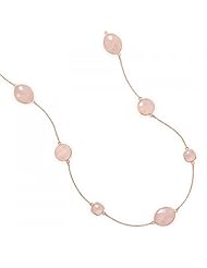 MMA Silver - 24 inch 14 Karat Gold Plated Rose Quartz Necklace