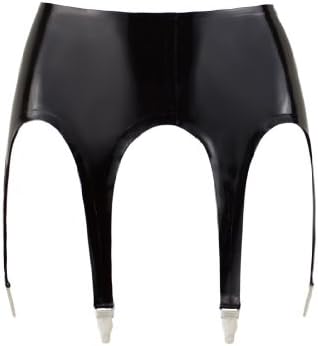 Collective Chaos Black Latex 6 Point Garter Belt