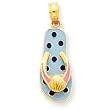 14k Enameled Polka-Dot Flip-Flop Shell Pendant - Measures 23.9x8mm - JewelryWeb