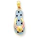 14k Gold Enameled Polka-Dot Flip-Flop w/Shell Pendant