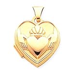 Heart Pendant - 14k Irish Celtic Claddagh Heart Locket Pendant
