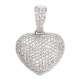 14k White Gold & Pave' Diamond Heart Pendant / Enhancer (2.14ctw).