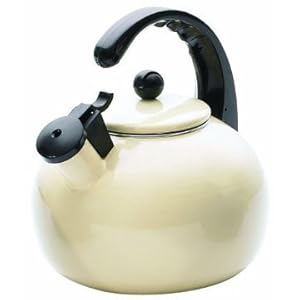 Creative Home 77009 Horizon 2.5 Qt. Enamel On Steel Tea Kettle In Off-white