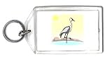 Keychain with crane, lake, bird