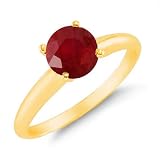 1/2 CT Ruby Solitaire Ring 14K Yellow Gold (Available In Sizes 5 - 10)