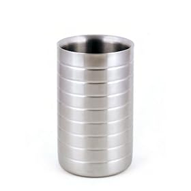 Brilliant Double-Walled Ripple Stainless Steel Wine Cooler - Fine Stainless Steel Barware... by StainlessLUX