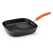 Rachael Ray Hard Anodized II Nonstick Dishwasher Safe Deep Square Grill Pan, 11-Inch, Orange