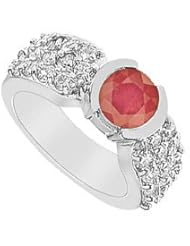 Ruby and Diamond Ring 14K White Gold - 2.00 CT TGW