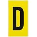 Brady 1570-D,  15 Series Number & Letter Card, 9" Height x 5" Width, Black on Yellow, Legend "D"  (1 per Order)