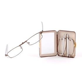Pocket Eyes Folding Reading Glasses with Case --BRONZE -- Unisex Design!