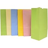 School Smart Flat Bottom Paper Bags - 6 x 11 inches - Pack of 28 - Assorted Pastel Colors