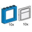 Lego Building Accessories 1x4x3 Blue Train Windows With Clear Panes