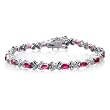 6 Carat Created Ruby & Sterling Silver Link Bracelet - 7"