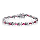 6 Carat Created Ruby & Sterling Silver Link Bracelet - 7